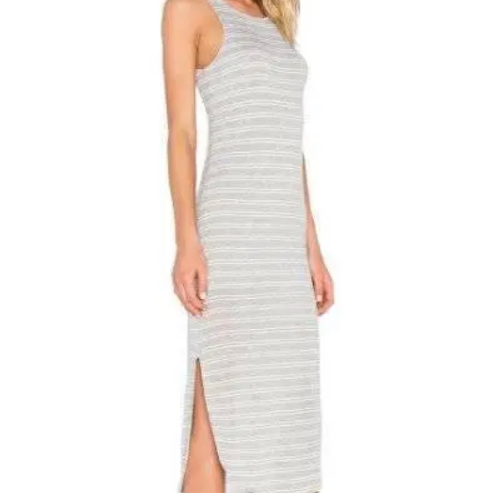 Michael Stars Grey White Striped Midi Dress M